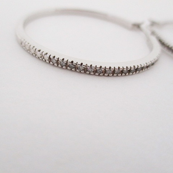 Macy's Diamonds Out Sterling Silver Hoops - Picture 2 of 6